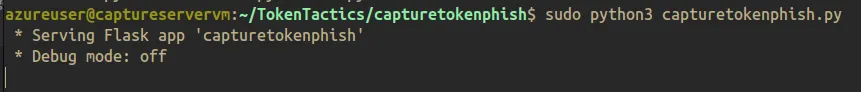 Serveur d’écoute des tokens démarré sur la machine virtuelle Azure