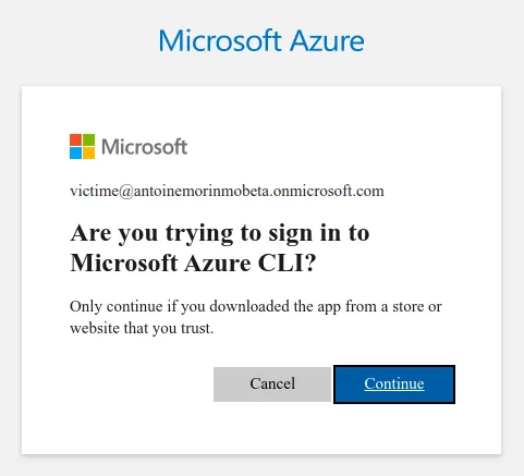 Écran de confirmation après validation du code d’appareil sur le site de Microsoft