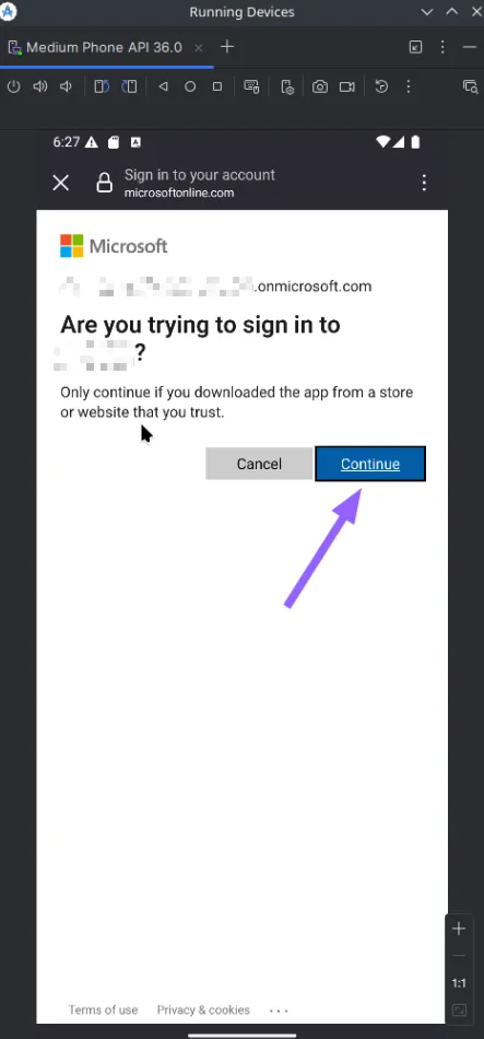 Page de connexion au compte Microsoft (OAuth)